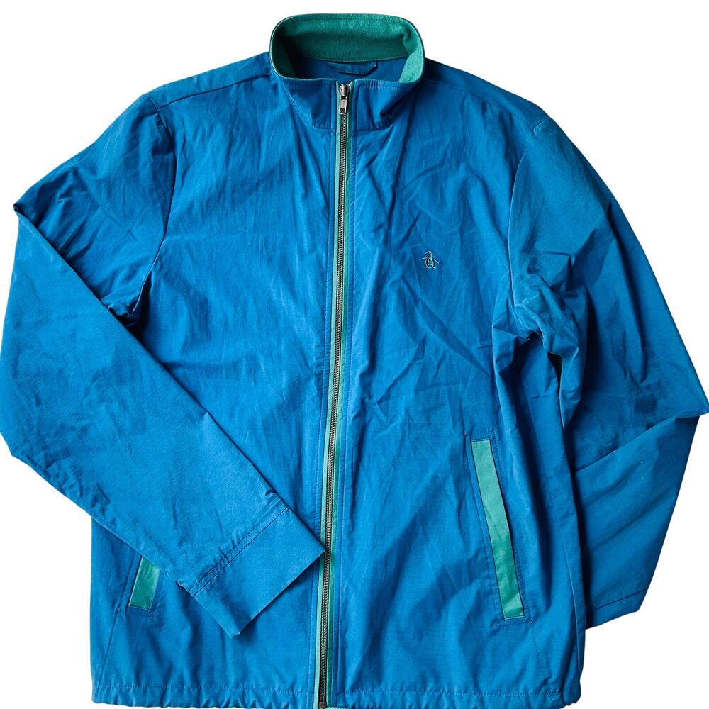 Penguin Ladies Windbreaker Blue Zip Jacket Small Rain Shell Travel Packable